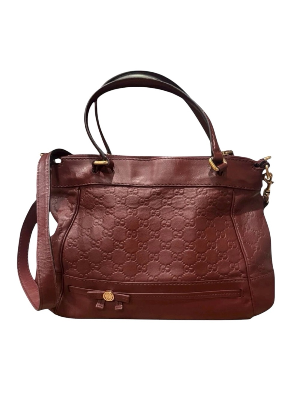 GUCCI Bordeaux Guccisima Leather Mayfair Princey 2way Satchel Auth Ex++